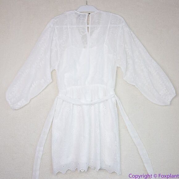 NEW White House Black Market Long-Sleeve White Eyelet Dress, S - Picture 10 of 16